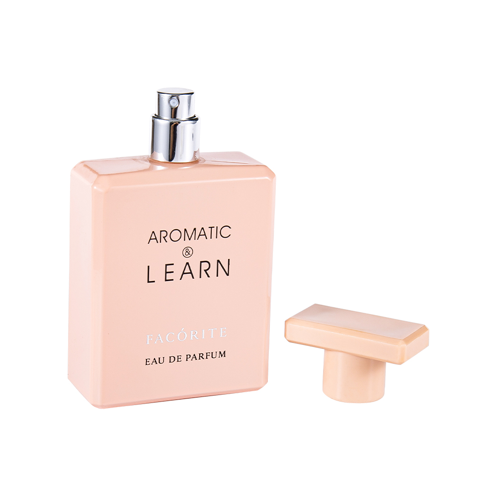 KY1490-WJ2155 50ML Bersalut Botol Minyak Wangi Kaca Segi Empat Bercetak Dengan Penutup Berkilat