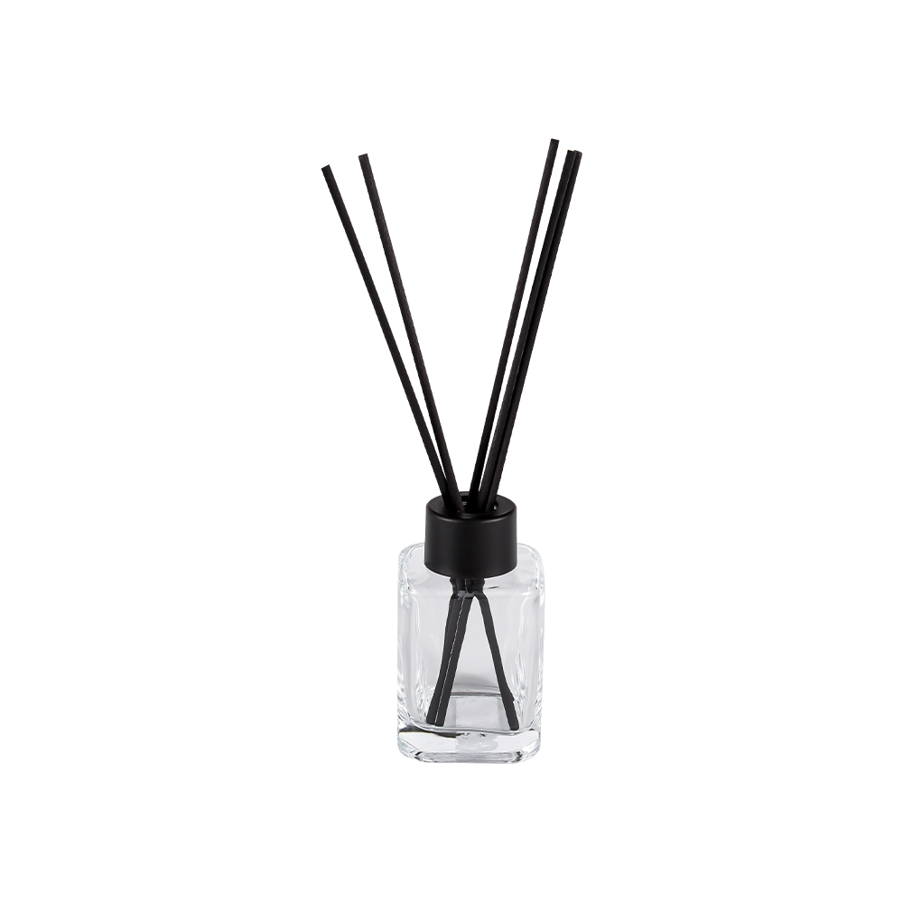 Botol Penyebar HJ-RX2248 Square dengan Penutup Plastik Leher Skru dan Pelekat Gentian Hitam Matte