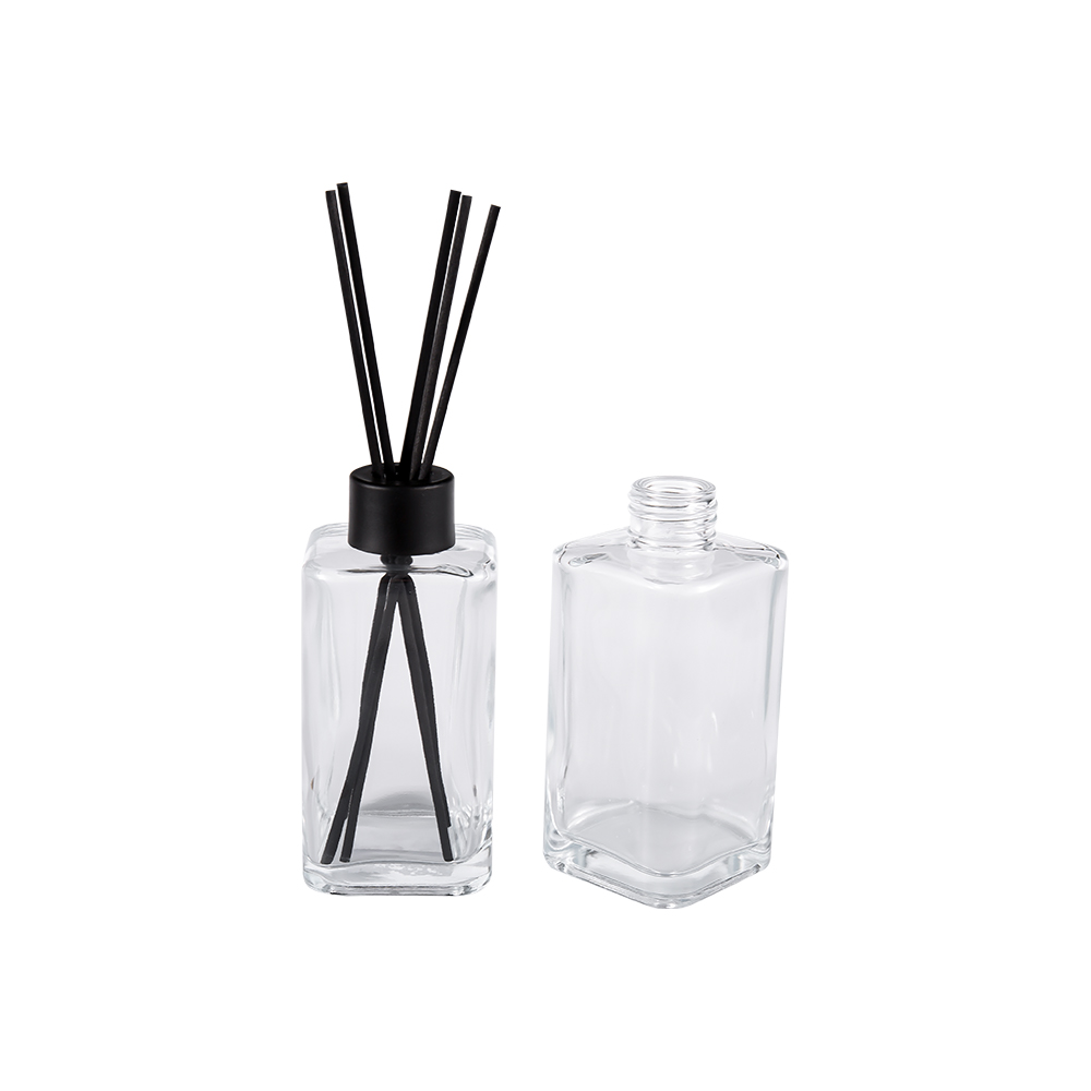 HJ-RX2247 Botol Aromaterapi Kaca Jelas Kapasiti Besar Matte Hitam Penutup Botol Aluminium Cap Gentian Pelekat