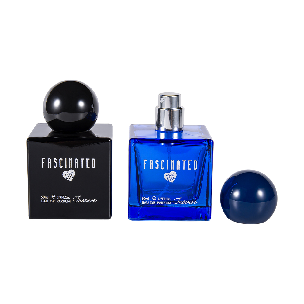 KY145-WJ2537 50ML Botol Minyak Wangi Kaca Bercetak Warna Kiub dengan Penutup Plastik UV Sfera