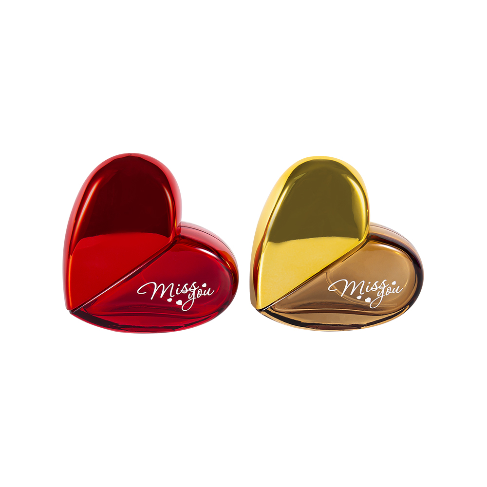 GC193-WJ501 50ML Botol Minyak Wangi Kaca Berbentuk Hati Dengan Penutup Plastik PP UV