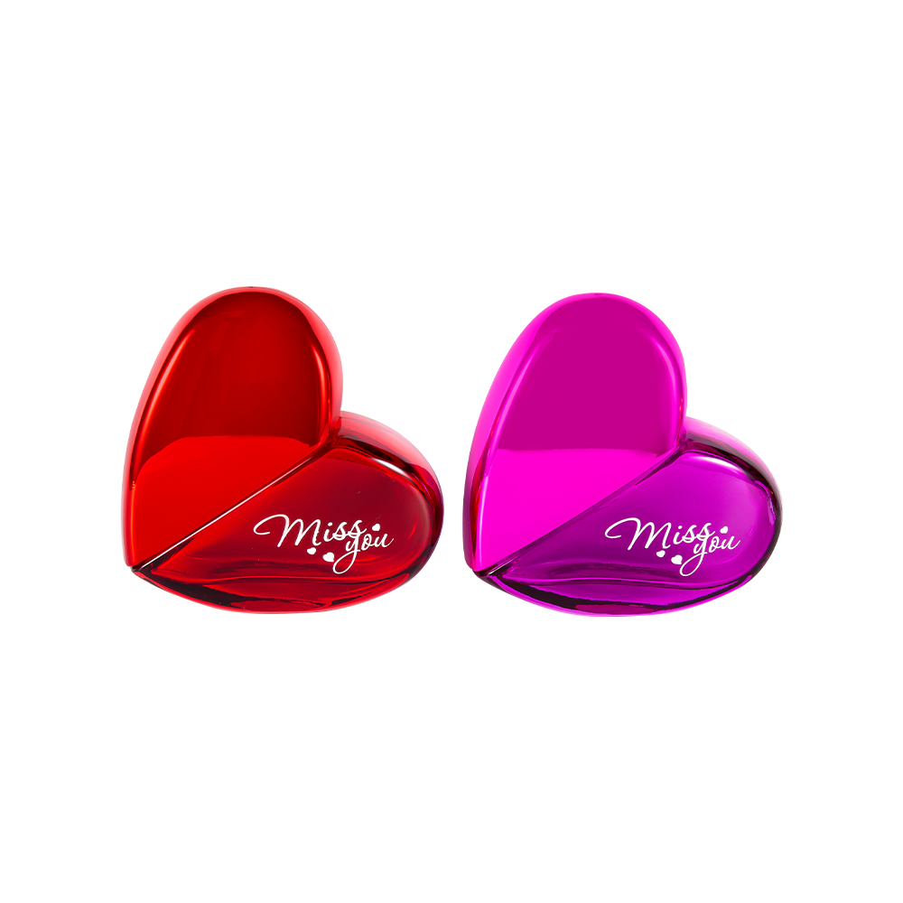 GC102-WJ797 100ML Botol Minyak Wangi Kaca Bentuk Hati dengan Penutup Plastik PP UV