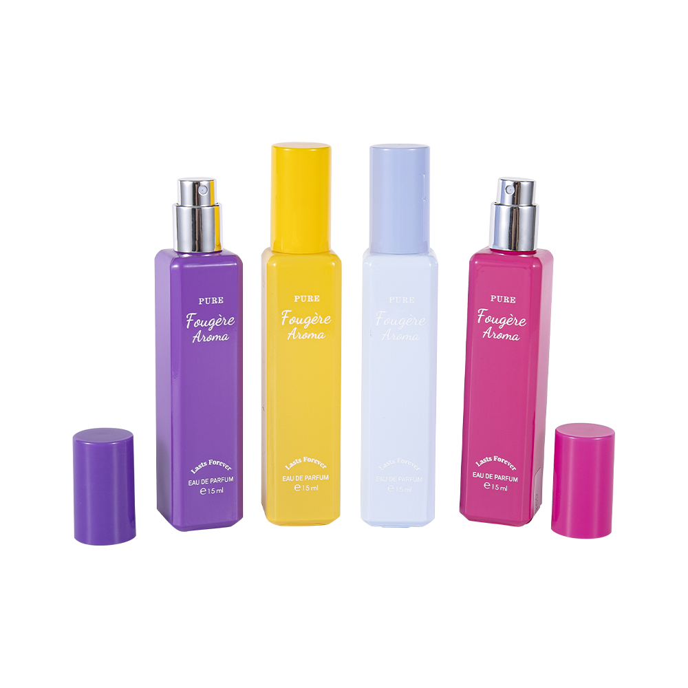 GC4222-WJ2369 15ML Botol Minyak Wangi Kaca Bersalut Kapasiti Kecil Dengan Penutup Plastik PP Berwarna-warni