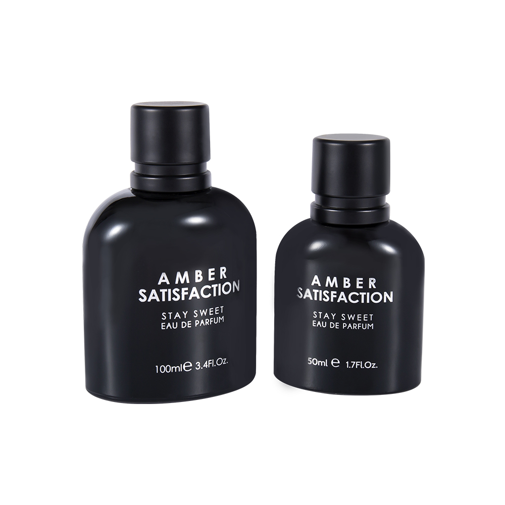 GC3894-WJ176 100ML Warna Bersalut Botol Minyak Wangi Kaca Bercetak Hitam Cerah dengan Penutup Plastik ABS PP