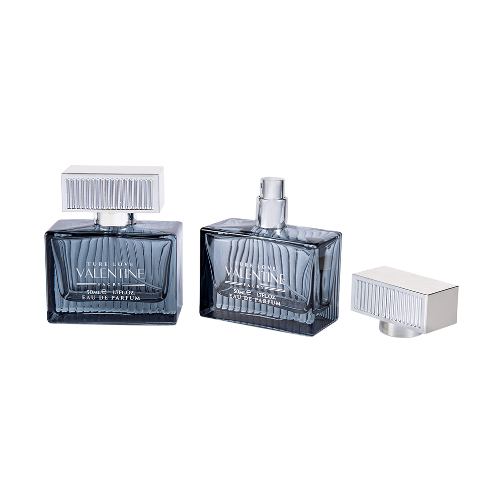 KY1111-WJ2092 50ML Botol Minyak Wangi Kaca Jalur Menegak Dengan Jalur Penutup Plastik ABS UV