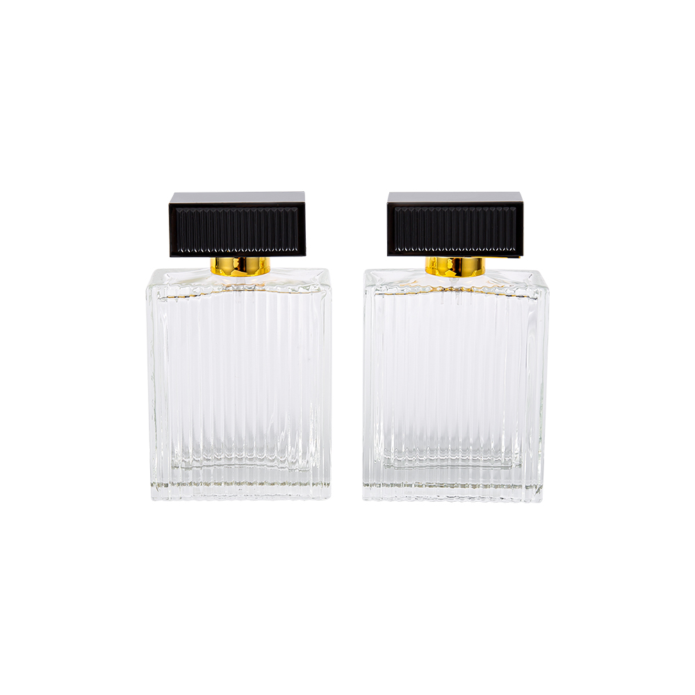 KY1112-WJ2092 100ML Botol Minyak Wangi Kaca Jalur Menegak Dengan Jalur Penutup Plastik Abs