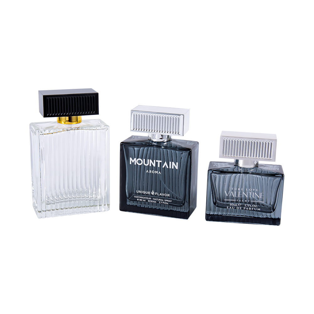 KY1111-WJ2092 50ML Botol Minyak Wangi Kaca Jalur Menegak Dengan Jalur Penutup Plastik ABS UV