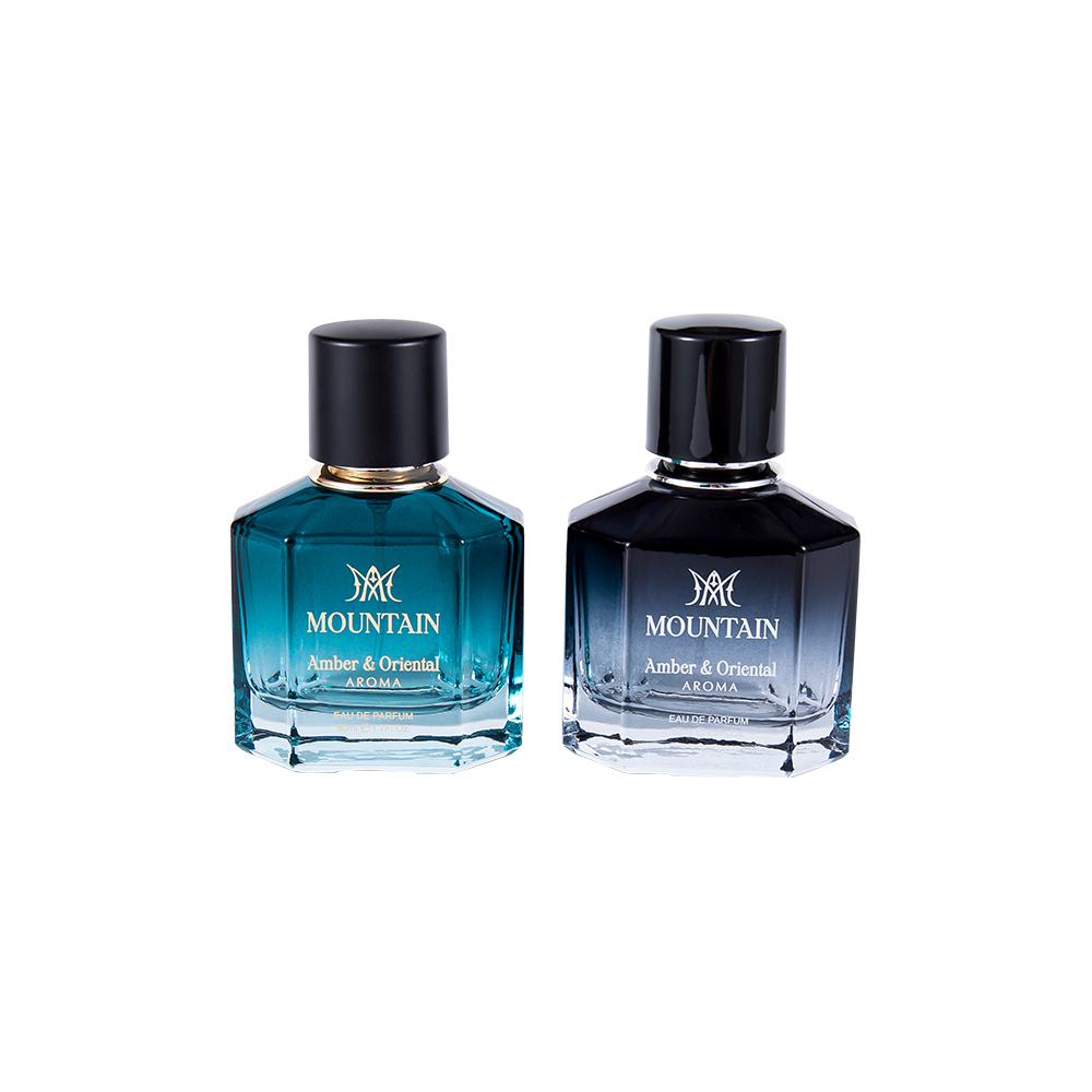 GC4030-WJ2099 Botol Minyak Wangi Kaca 50ML Dengan Percetakan Salutan Dan Pita Setem Panas PP Abs UV Perfume Cap