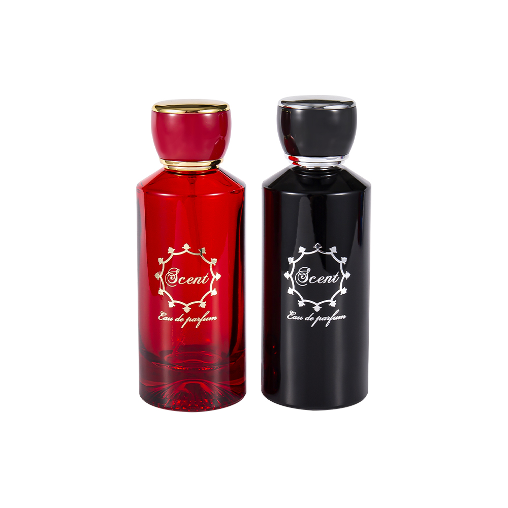 GC4406-WJ2071 100ML Botol Minyak Wangi Bawah Bercorak Dengan Penutup Minyak Wangi Bulat Plastik ABS Merah Terang Dan Hitam