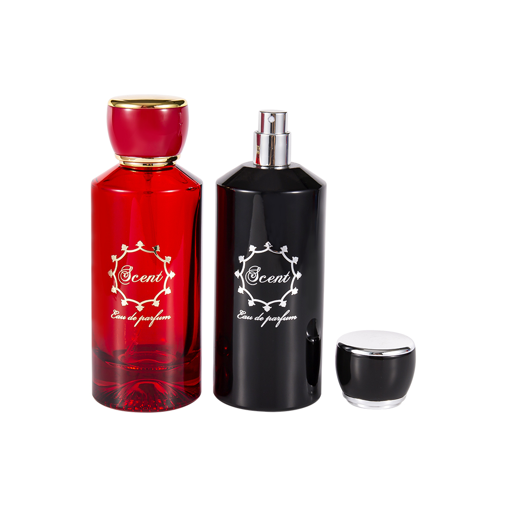 GC4406-WJ2071 100ML Botol Minyak Wangi Bawah Bercorak Dengan Penutup Minyak Wangi Bulat Plastik ABS Merah Terang Dan Hitam