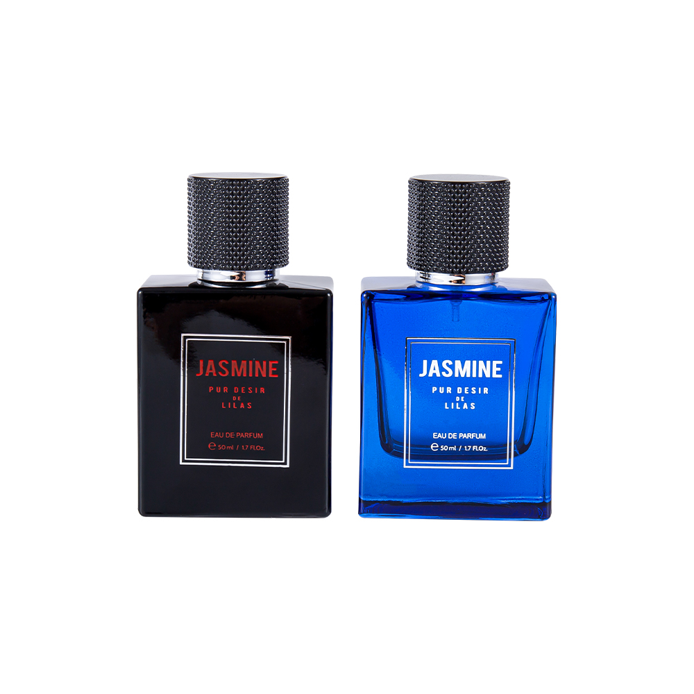 KY59-WJ2358 Set Botol Minyak Wangi Kaca Licin 50ML dengan Penutup Minyak Wangi Bertompok
